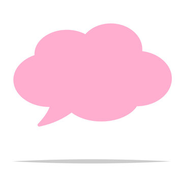 Blank pink cloud shape speech bubble vector isolated illustration