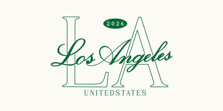 Retro typography college varsity los angeles slogan elegant luxury font print for graphic jersey, tee, hat, t-shirt, sweatshirt, or wall art design - Vector