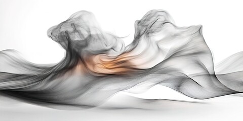 Fototapeta premium Flowing curved elements forming an abstract wave shape on a clean white background