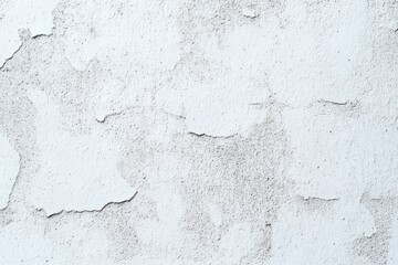 Fototapeta premium peeling white paint on rough plaster wall with cracked, flaking surface and aged, weathered appearance evoking quiet decay
