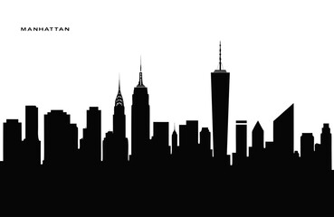 Fototapeta premium Manhattan skyline with famous skyscrapers in black