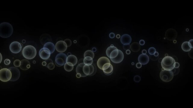 ブルーとイエローが対比するツートン球体パーティクル背景ループ