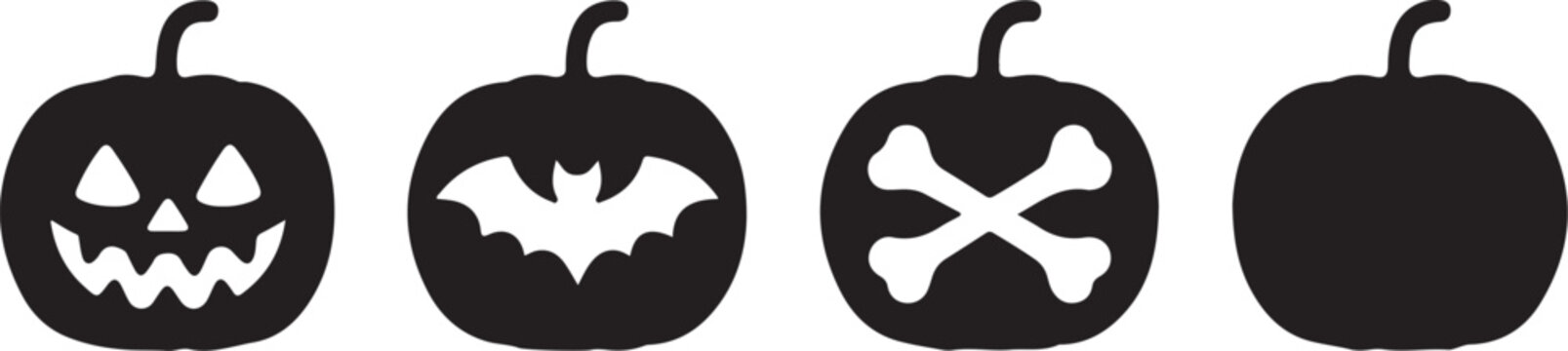 4 vector Halloween designs of earrings, pendant or keychain with pumpkin shape. Jewelry silhouette cut template. Laser cutting with leather, wood or metal