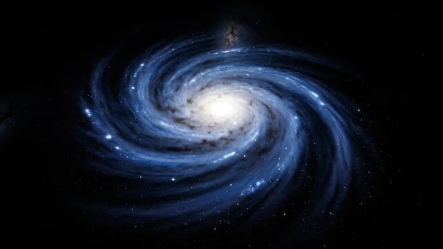 Brilliant spiral galaxy showing star formation regions luminous core against dark cosmic background celestial body immense scale beauty