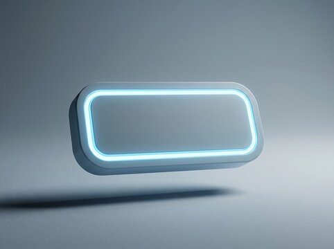 Futuristic Glowing Rectangular Object Floating in Minimalist Environment.