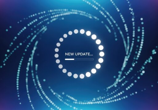 Abstract digital background with a loading circle and new update text