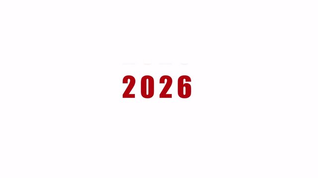2010 to 2026 Year Scrolling Text Animation on Transparent Background.Year Counter Scrolling Animation From 2010 to 2026 With Alpha Channel,Calendar animation of years in 4k video animation.
