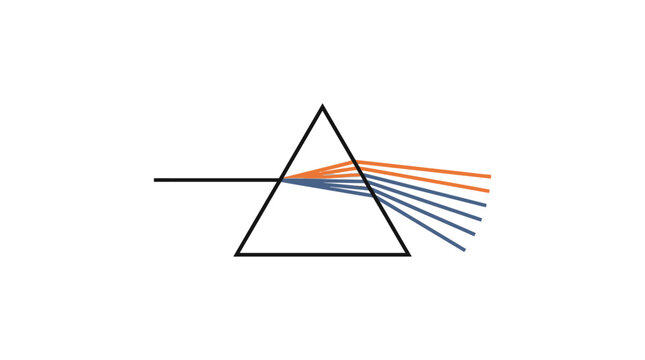 Triangular prism dispersing white light into spectrum colors