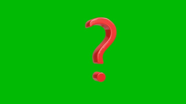 3D Animation of Question mark. who, why, where, how, what. Green Background. Full Hd. 4K
