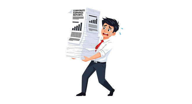 Young Male Intern Carrying Corporate Earnings Reports