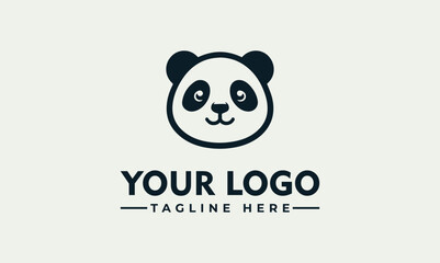Cute panda bear head minimalist vector logo illustration for animal branding © nuaari