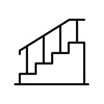 Staircase icon, stairs with handrail, architectural element, construction and renovation symbol