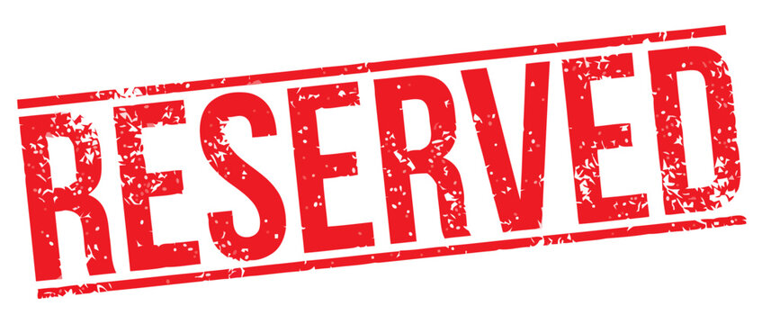 Distressed red rubber stamp graphic with 'RESERVED' text, symbolizing exclusive booking, limited access, or unavailable status for items and spaces