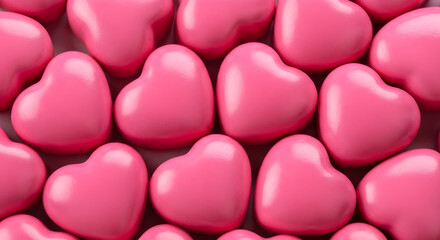 Obraz premium A collection of pink heart candies fills the scene.