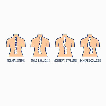 Spine deformities illustration showing scoliosis and kyphosis conditions