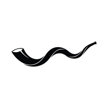 Long curved kudu shofar horn icon for yom kippur and rosh hashanah festive religious event.
