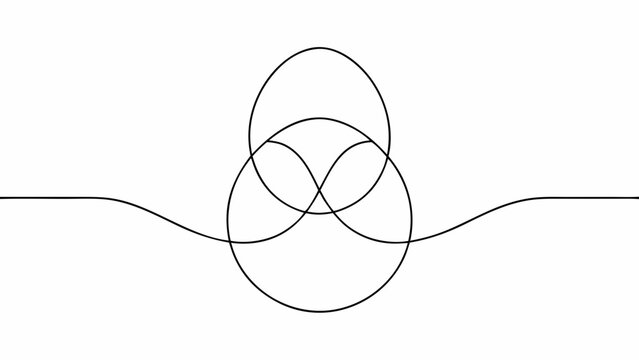 Continuous one line drawing forming a repeating egg shape pattern on a plain white background with black lines