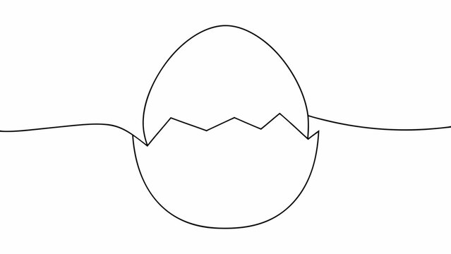 Continuous one line drawing of a cracked egg shell with a single unbroken line symbolizing fragility and delicacy in a minimalist style