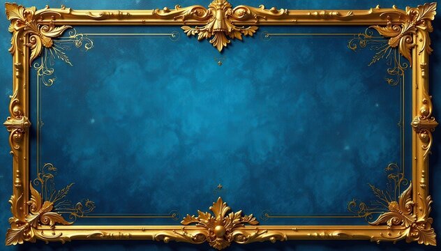 Golden tarot cards in ornate frame, blue background, metaphysical, intuition, fate