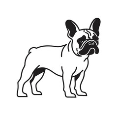 Fototapeta premium Black and white french bulldog dog icon illustration