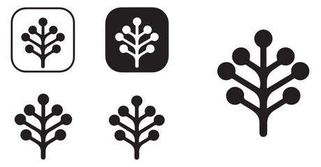 Botanical branch with berries or leaves abstract plant icon in various styles vector art. © MDNAZMUL