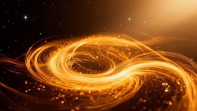 Golden swirling light in space