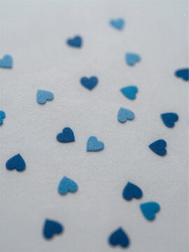 Blue Heart Confetti on Gray