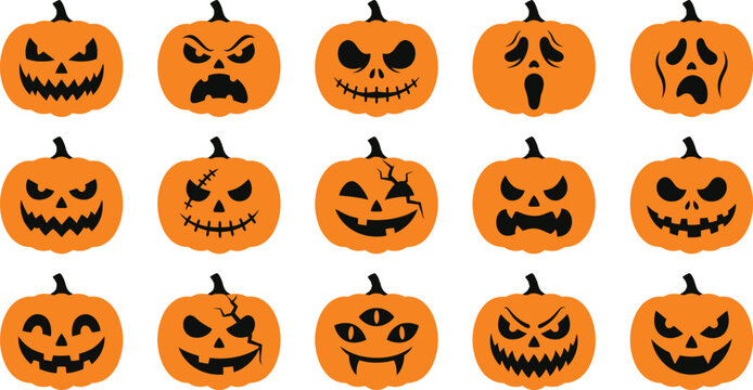 Halloween pumpkin faces spooky carved pumpkins for halloween decorations