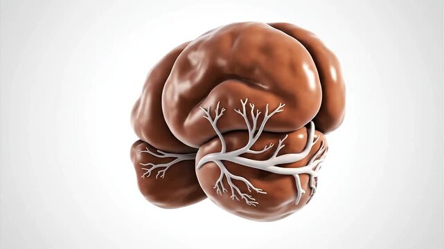 Detailed 3D rendering of the cerebellum with visible vascular structures symbolizing neurological functions scientific research and human anatomy exploration for educational and medical purposes. Anat