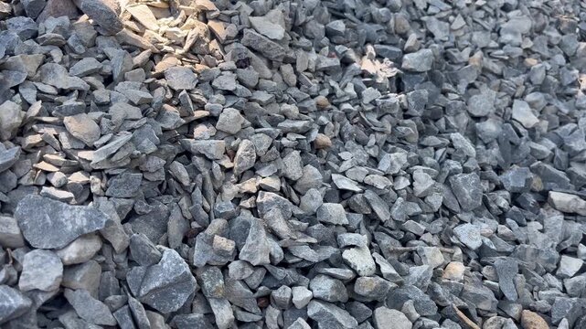 Medium Shot of Crushed Stone Gravel Pile for Concrete Mix