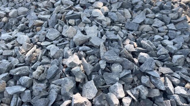 Medium Shot of Crushed Stone Gravel Pile for Road Construction