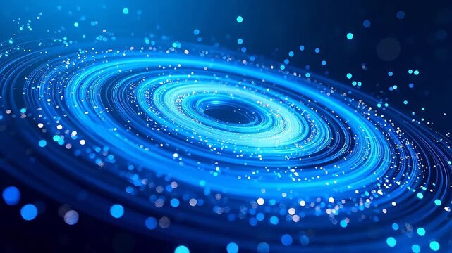 Blue spiral light pattern with glowing dots
