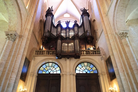 Organ inside the Basilica of Saint-Sernin in the French city of Toulouse  