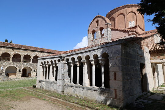 The medieval monastery complex of St. Mary is surrounded by the ancient ruins of the Archaeological Park of Apollonia