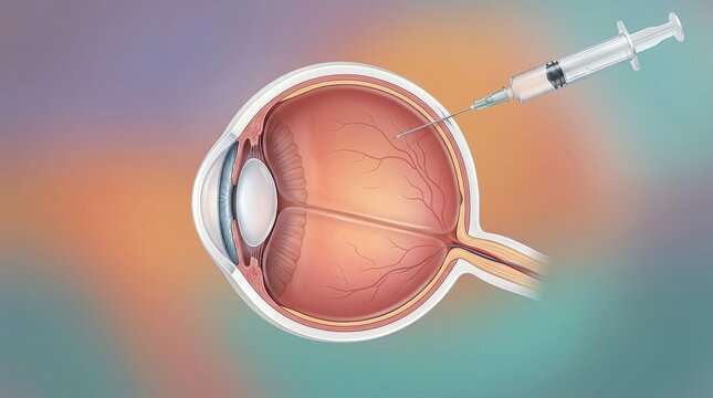 Intravitreal injection in human eye with syringe