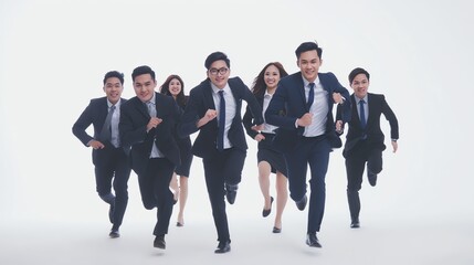 Obraz premium A group of professionals running energetically.