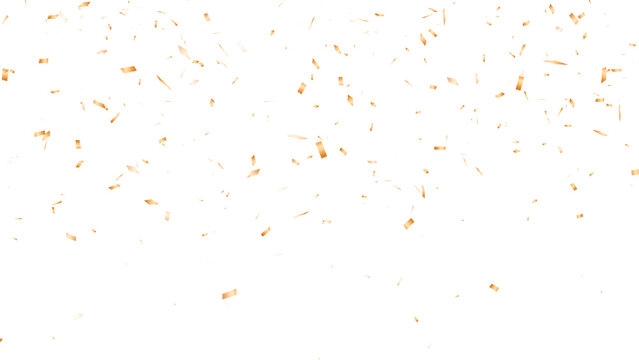 gold metallic confetti particals rain isolated on transparent background, png golden birthday party and anniversary celebration stream overlay social media design element