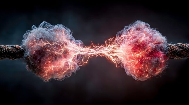 Electric Energy Collision with Glowing Sparks and Smoke Effects