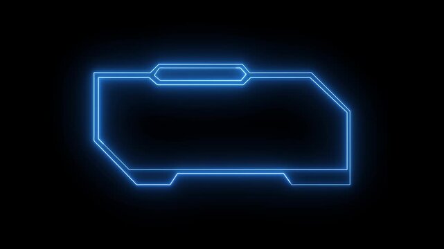 HUD frame panel box glows with blue neon. HUD frame panel animation borders futuristic scifi instrument dashboard layouts. HUD frame panel template design loop.