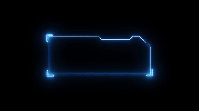 Sci-fi display panel box glows with blue neon. Sci-fi display panel animation templates computer network data monitoring layout. Sci-fi display border loop.