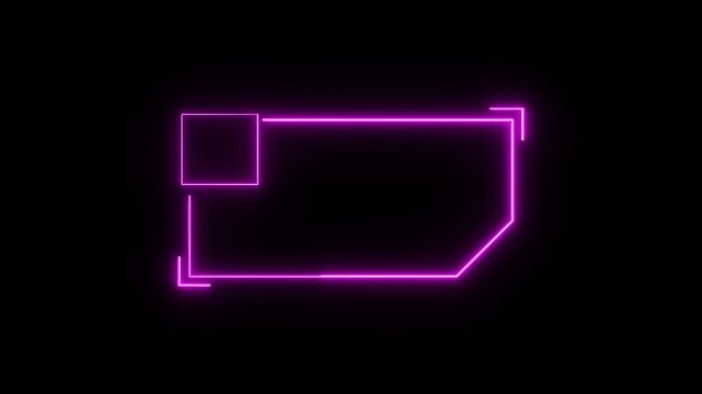 Futuristic neon frame box glows with pink light curves. Futuristic neon frame animation templates creative video display banners. Futuristic neon frame layout.
