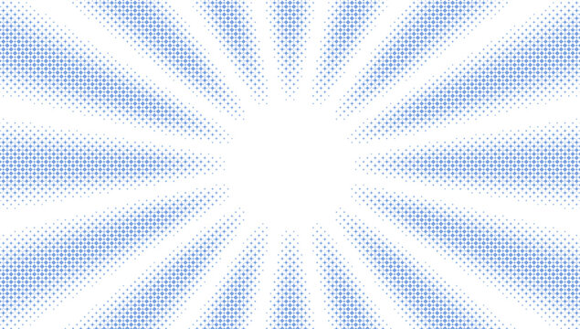 Serene light blue halftone sunburst pattern with airy radial rays and crisp geometric dot texture for clean graphic design