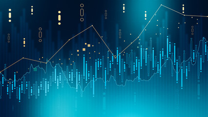 Naklejka premium Stock exchange trading chart shows market trends and price movements over time