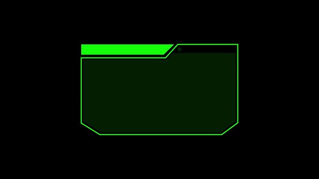 Futuristic dashboard element box glows with green neon. Futuristic dashboard element animation templates computer data processing checking. Futuristic dashboard loop.