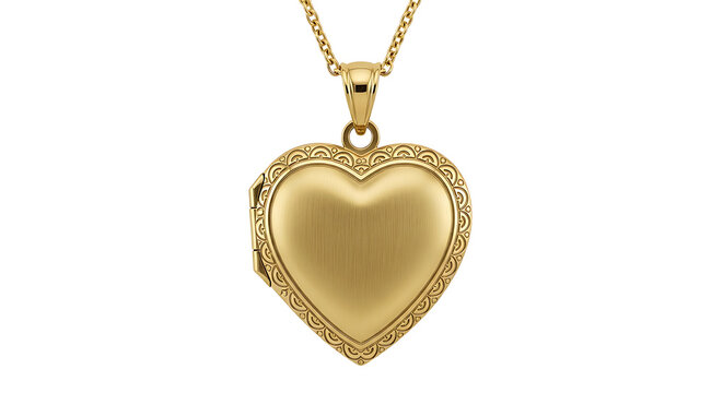 Gold heart-shaped locket necklace
