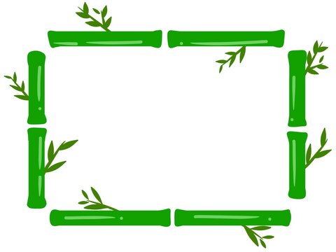 Green bamboo rectangle frame. Green bamboo stalks border. Chinese botanical borders. Decorative Hawaiian signboards.