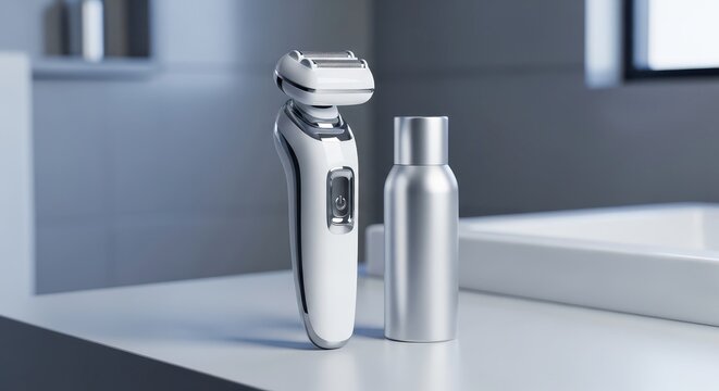 Electric shaver and metal water bottle.