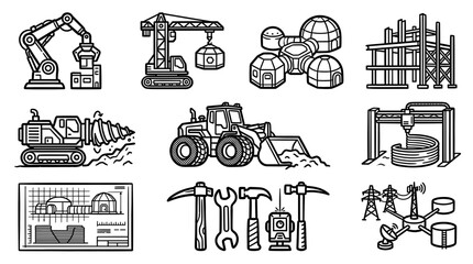 Lunar Exploration Equipment Outline Icon Collection © irvan