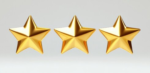 Fototapeta premium three shiny gold stars on a light gradient background conveying celebration and achievement