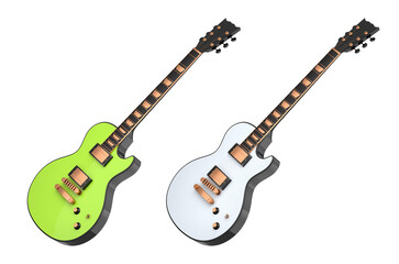 Fototapeta premium Set of electric acoustic guitar isolated on white transparent background.